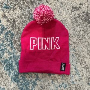 PINK Brand Hot Pink Beanie with Pom Pom